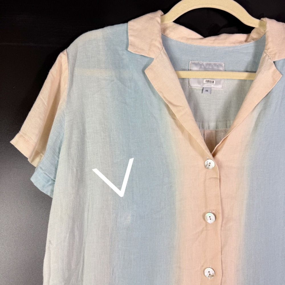 Rails Kona Top Ombre Linen Blend Shirt Short Sleeve Button‎ Up Pastel XS - Picture 5 of 8